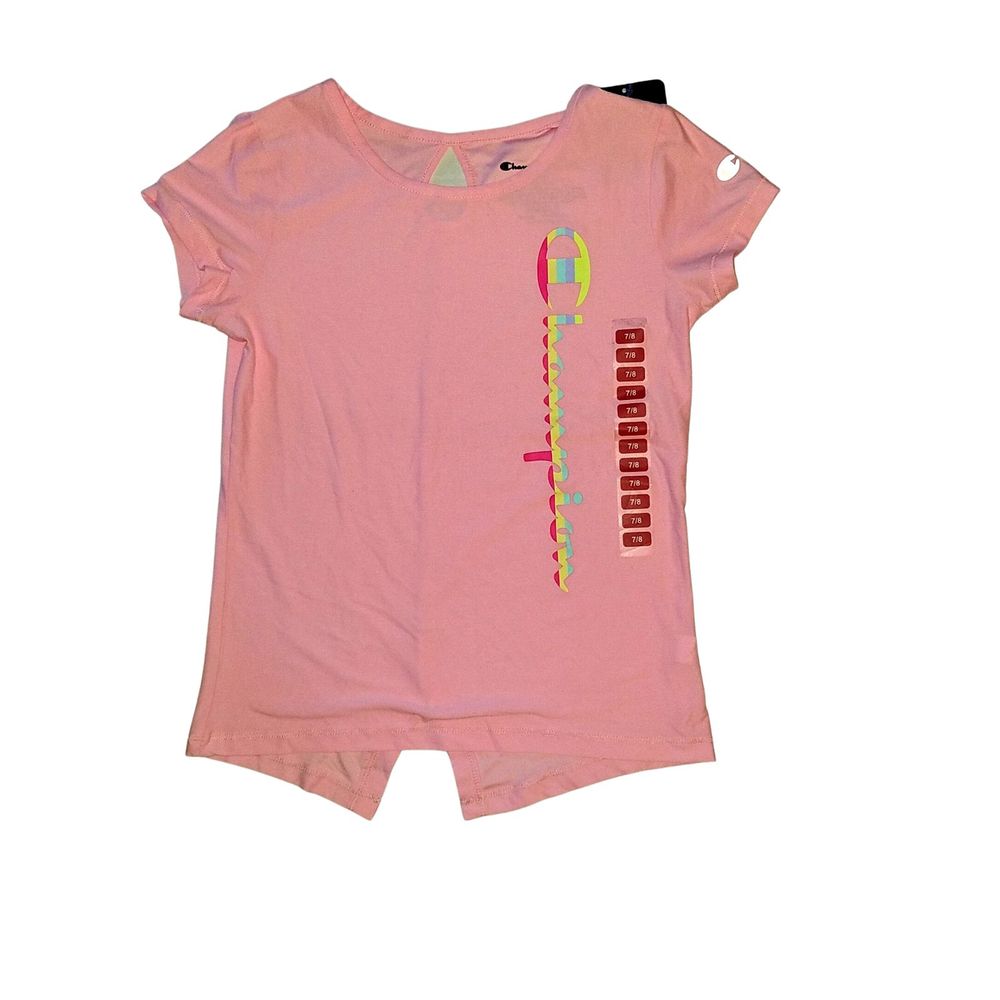 Champion Girls Pink Candy Activewear Stretch Tee Top Size 7/8